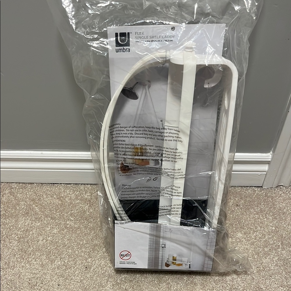 Umbra Flex Single Shelf Caddy in White new in bag! Home organizer